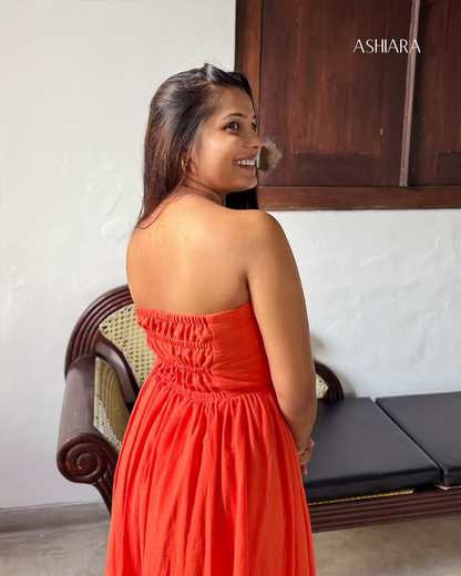 Princess Midi Dress- Orange