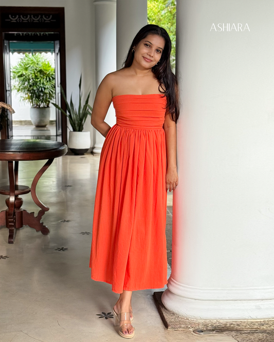 Princess Midi Dress- Orange