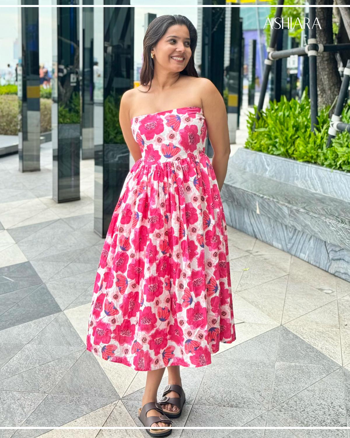 Fuchsia Bloom Midi Dress
