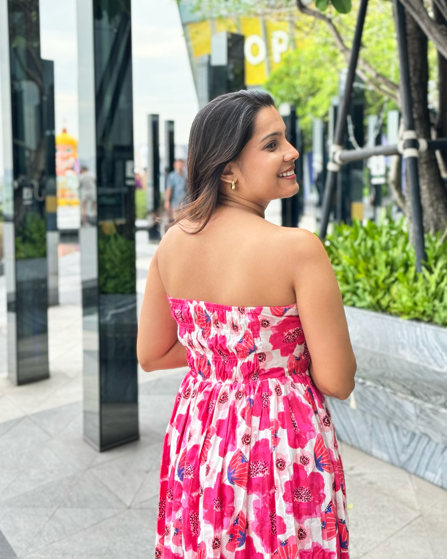 Fuchsia Bloom Midi Dress