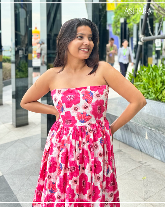 Fuchsia Bloom Midi Dress
