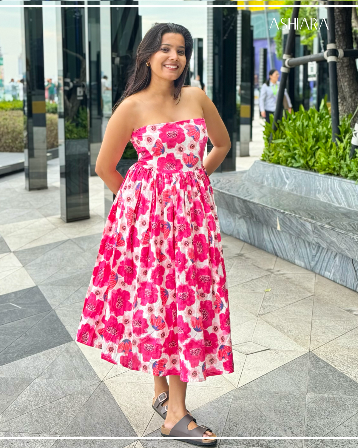 Fuchsia Bloom Midi Dress