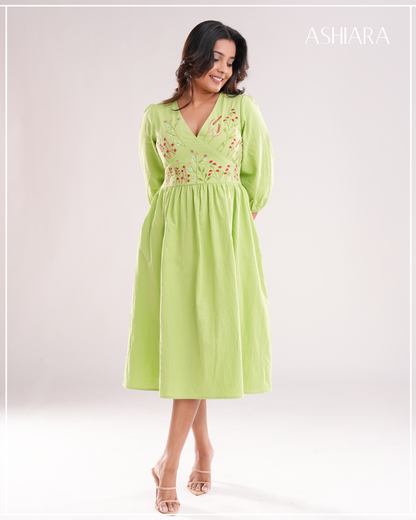 LE'LUSIA MIDI DRESS - Green