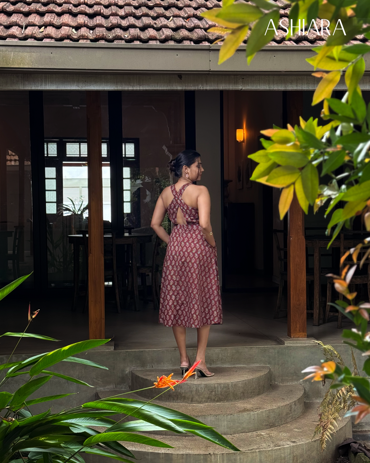 IRIS MIDI DRESS- Maroon