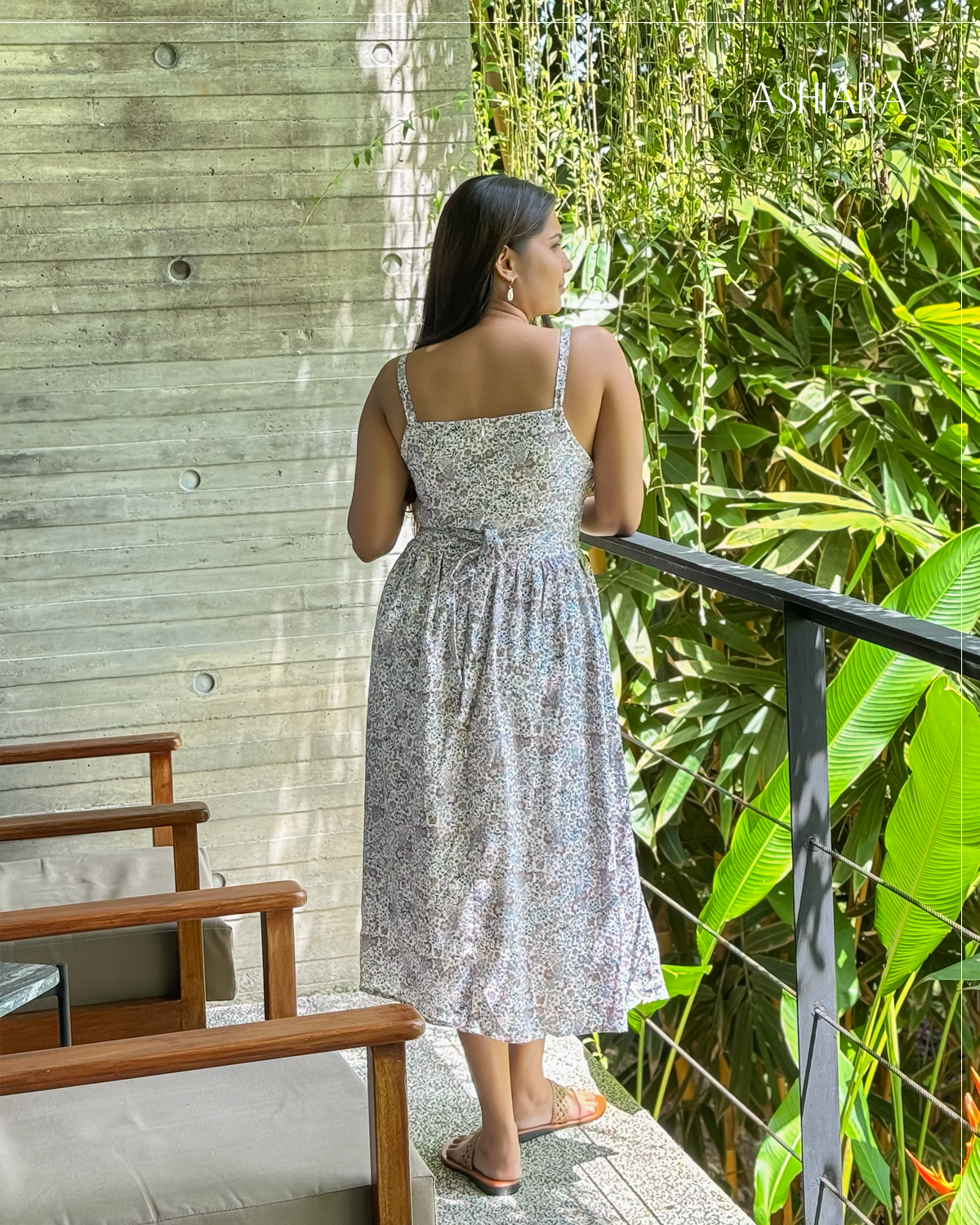 Inaaya midi dress- Brown printed