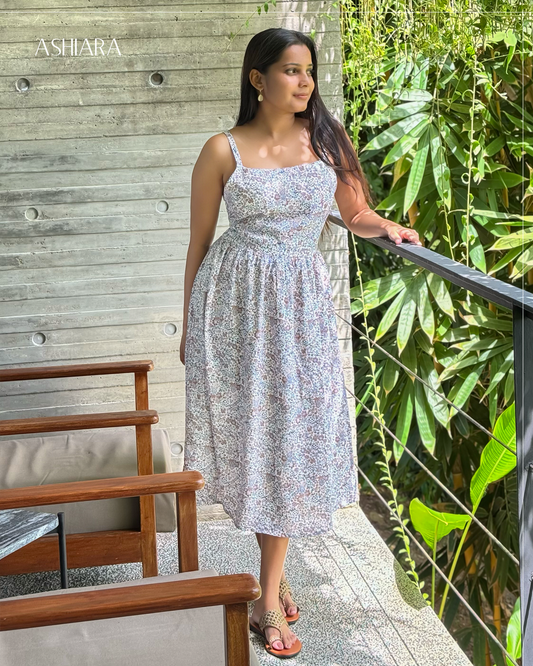 Inaaya midi dress- Brown printed