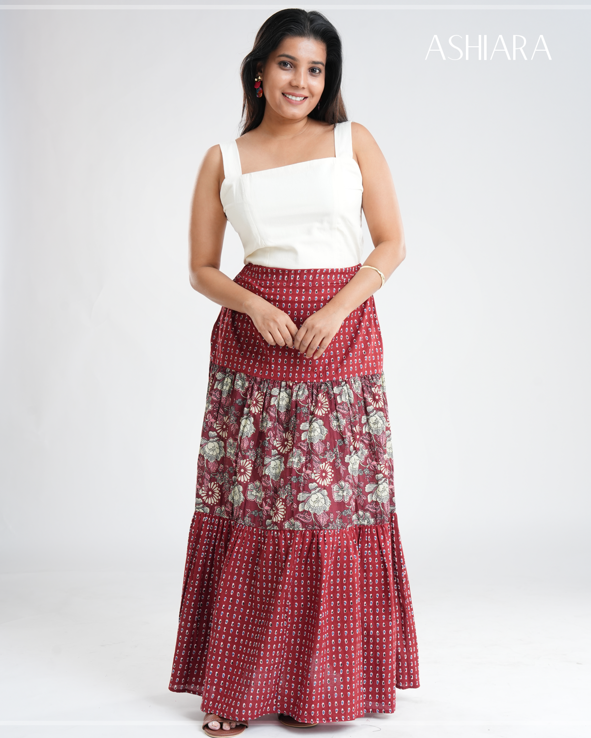 NINA MAXI SKIRT- Maroon