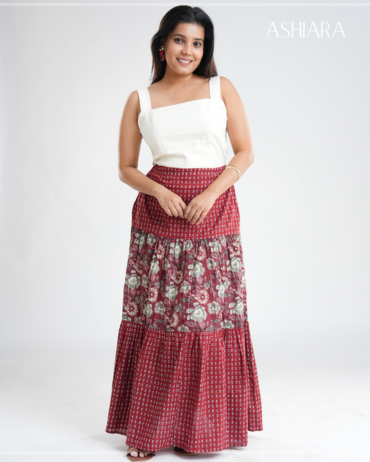 NINA MAXI SKIRT- Maroon