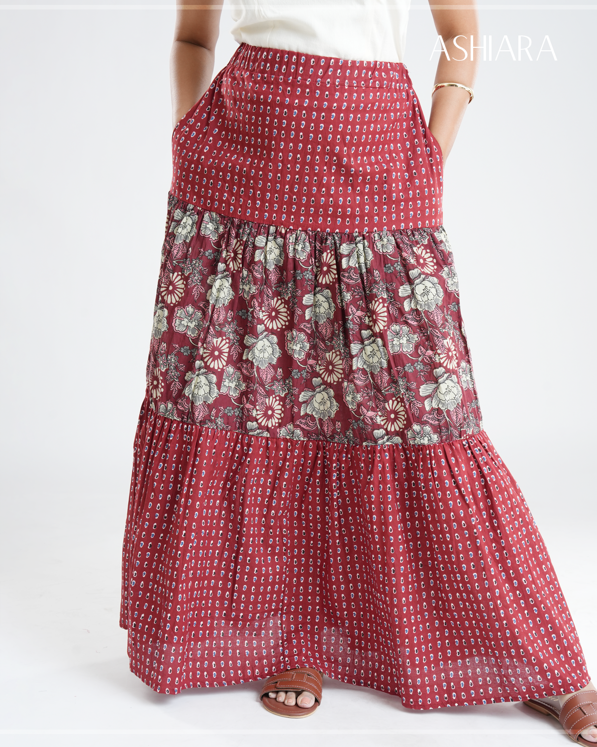 NINA MAXI SKIRT- Maroon