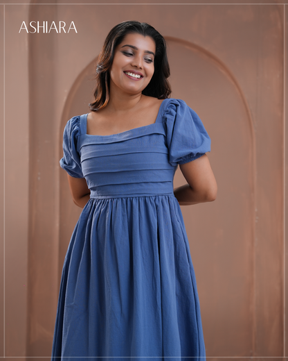 BELLA MIDI DRESS -Blue