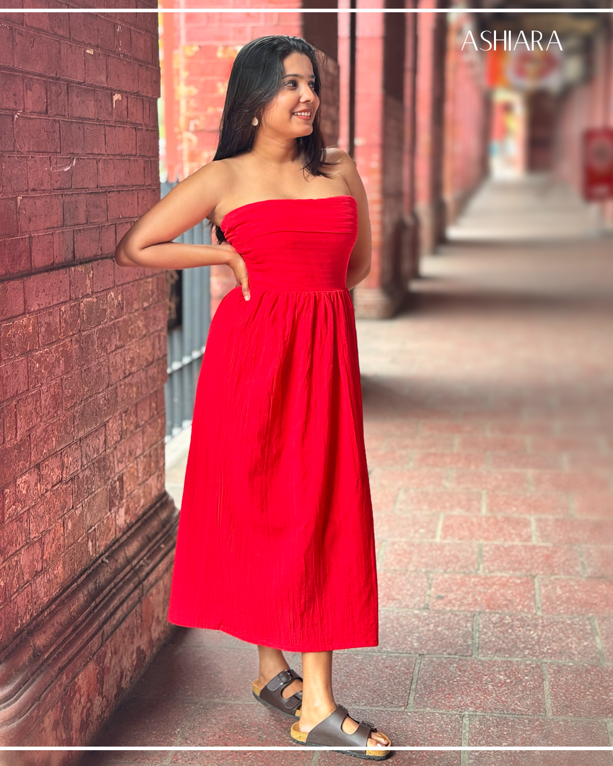 Iris Midi Dress- Red
