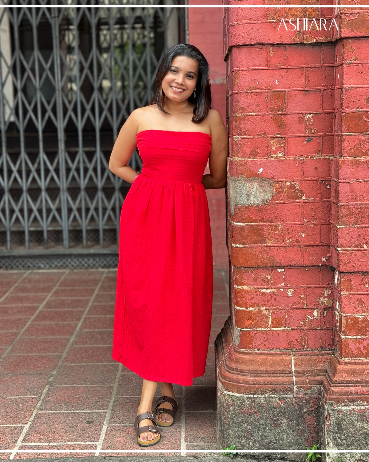 Iris Midi Dress- Red