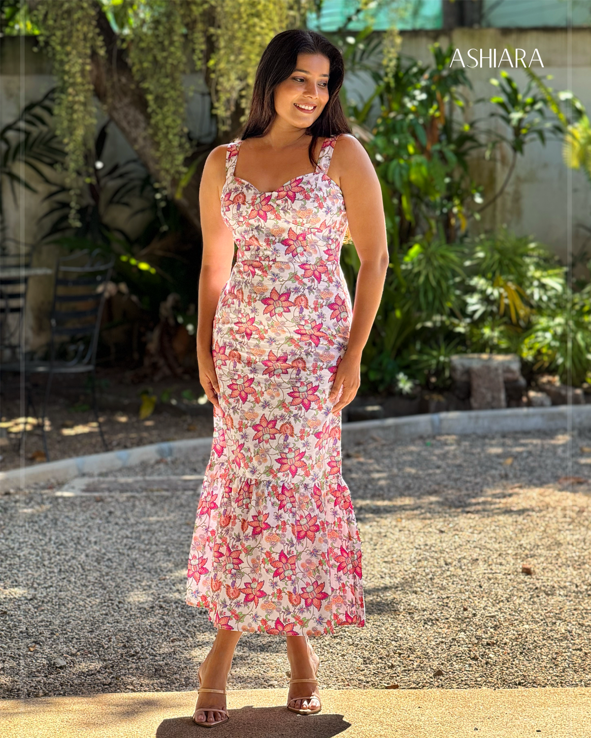 TARYA MAXI DRESS-White Florals