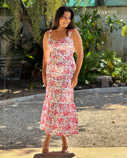TARYA MAXI DRESS-White Florals