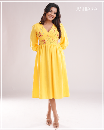 LE'LUSIA MIDI DRESS -Yellow