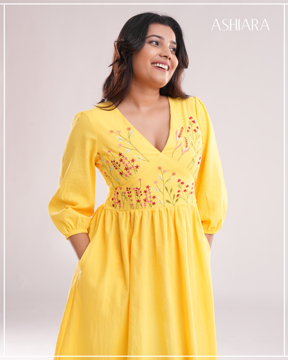 LE'LUSIA MIDI DRESS -Yellow