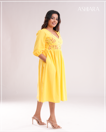 LE'LUSIA MIDI DRESS -Yellow